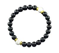 Bracelets jaunes naturels for hommes et femmes, perles en pierre, bijoux for gagner de la richesse l'argent, bracelet élastique fait main(17cm(6.69inch),8 MM BEADS_I)