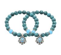 Bracelets lotus 2 pièces, bracelets de yoga lumineux, bracelets à pendentif extensible, bijoux en perles de cristal, bijoux à main brillants, bijoux turquoise. (vert)