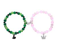 Bracelets magnétiques pour couples - 2 bracelets extensibles en perles naturelles assorties avec symbole de connexion romantique | Cadeau de relation longue distance pour la Saint-Valentin, un