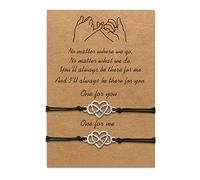Bracelets mère fille ensemble assorti cordon String Bracelet cadeau de maman à la relation de fille à la main souhait bijoux pour femmes filles (2pcs amour sans fin)
