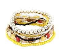 Bracelets Mm Naturelle Mamie Rose Anneaux Le bracelet en de cadeau doux est le pour les amis, les sœurs et les filles Laissez le bracelet en témoigner de Plaqué Empilable Couple (Yellow, One Size)