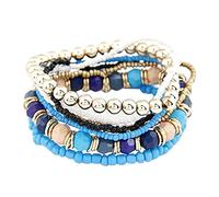 Bracelets Mm Naturelle Mamie Rose Anneaux Le bracelet en de cadeau doux est le pour les amis, les sœurs et les filles Laissez le bracelet en témoigner de Plaqué Empilable Couple (Blue, One Size)