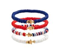 Bracelets of July Celebration Bracelet Set Independence Day's Soft Ceramic Beaded Bracelet Quirky Jewelry for