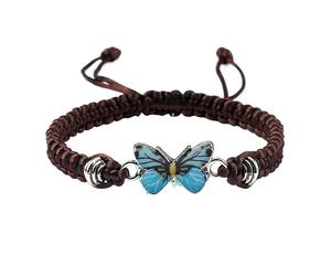 Bracelets papillon pour adolescentes - Cordon réglable - Bracelets papillon pour femme - Jolis bracelets à breloques papillon - Bracelet enregistreur vocal, taille unique, Corde en fil de fer, Pas de