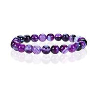Bracelets perlés de Pierres précieuses pour Femmes Hommes - Perles Rondes de 8 mm - Collection Cerisier - Petites, Moyennes, Grandes Tailles