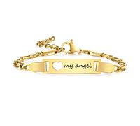 Bracelets personnalisés pour bébé bar : bracelet en acier inoxydable plaqué or 18 carats pour enfants en bas âge par Mama, nom de l'enfant pour fille fils, cadeau d'anniversaire de nouveau-né, sans