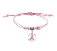 Bracelets Pink Ribbon Knot Bracelet Breast Cancer Awareness Handmade Bracelet for Women Breast Extra Long (One Size)