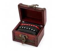 Bracelets pour couples 7 boules argentées, 7 nœuds, fil rouge du destin chance et protection, bracelet en fil rouge - Fil noir, cadeaux originaux pour femme avec coffret à bijoux