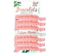 Bracelets pour EVJF - Enterrement de vie de jeune fille - Rose - Adulte - Lot de 7 Blanc G