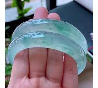 Bracelets pour Femme, en Jade Vert Naturel du Myanmar sculpté à la Main, en Pierre de Jade véritable, Bijoux pour Femme (Couleur de la gemme : 59-60)