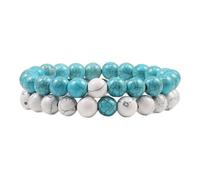 Bracelets pour Homme, Bracelet en Cristal Chakra Bracelets Bleu Blanc Turquoise Bracelet en Perles De Pierre Naturelle Bracelet en Perles De Pierre Bracelet D'Amitié Réglable Bijoux De Noël Cadea