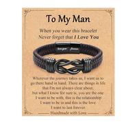 Bracelets pour homme en cuir tressé marron pour fils, papa, mari, petit ami, frère, garçon, cadeau pour homme, fête des pères, anniversaire, Saint-Valentin, taille unique, Pierre, Pas de gemme
