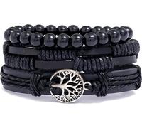 Bracelets pour hommes Arbre de vie en argent-noir KP33179