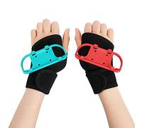 Bracelets pour Just Dance 2025/2024/2023/2022/2021 Jeu de manette Joy-Con Nintendo Switch et Zumba Burn It Up, brassard de dragonne r¨|glable 2Pcs, convient aux adultes et aux enfants (rouge et bleu)