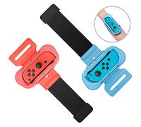 Bracelets pour Just-Dance 2025 2024 2023/Zumba Burn It Up pour Nintendo Switch 1 & Swith OLED Model pour Joy-Cons, Sangle Elastique Ajustable, Deux Tailles pour Adultes & Enfants, 2 Packs Rouge & Bleu