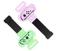Bracelets pour Just-Dance 2025 2024 2023/Zumba Burn It Up pour Nintendo Switch 1 & Swith OLED Model pour Joy-Cons, Sangle Elastique Ajustable, Deux Tailles pour Adultes & Enfants, 2 Packs Rose & Vert