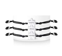 Bracelets puzzle personnalisés avec gravure de noms pour femmes - Lot de 2/3/4/5 bracelets puzzle avec gravure de noms pour famille, sœurs, amies, copines, amitiés, couples - Cadeaux pour anniversaire