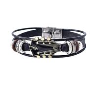 Bracelets réglables hommes - bracelet à cordon en cuir noir, bande de fermoir en acier inoxydable | Emballage décontracté, bijoux en forme confortable les jours, équipement de poignet de mode, ac, Se