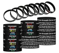Bracelets religieux en silicone avec versets de la Bible chrétienne - Bracelets colorés en caoutchouc - Pour homme, femme, adolescent, Silicone,