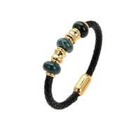 Bracelets rugueux en cristal Bracelet de perle en pierre d'améthystes naturels pour les femmes Chaîne de corde en cuir tressé noir Gold acier inoxydable accessoires de bijoux masculins réglables
