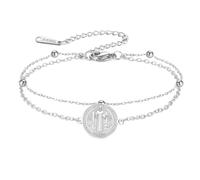 Bracelets Saint Benoît Bracelet avec médaille double face de Saint Benoît | Bracelet à breloques catholique pour femmes - Bijoux chrétiens de protection pour le baptême et la confirmation catholiques