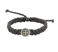 Bracelets tissés Saint Benoît | Cordons robustes réglables avec médaille de Saint Benoît | Saint patron des étudiants et de l'Europe | Excellent cadeau catholique pour confirmation, Métal, Sans pierre précieuse