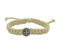 Bracelets tissés Saint Benoît | Cordons robustes réglables avec médaille de Saint Benoît | Saint patron des étudiants et de l'Europe | Excellent cadeau catholique pour confirmation, Métal, Sans pierre précieuse