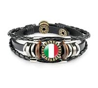 Bracelets Tressés Avec Drapeau Italien - Drapeau National Sur Le Thème Du Drapeau De La Mode,Bracelet En Cuir À Breloques Pour Hommes Femmes,Bracelet À Tissage Multicouche,Bracelet De Drapeaux Na
