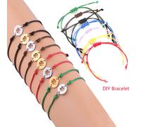 Bracelets tressés en fil de cire faits à la main, 20 pièces/lot, curseur réglable, corde à maillons avec anneaux de saut en acier inoxydable, bijoux à faire soi-même 5-blue-steel loop