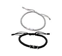 Bracelets tressés faits à la main en bambou tressé pour couple - Parfait pour la Saint-Valentin et un usage quotidien - Robuste