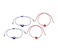 Bracelets Tressés Œil Maléfique Bleu, 4 Pièces Amulette Protection Maison | Accessoires Décoratifs en Verre et Alliage, Pendentifs Charme Turc pour Éloigner le Mauvais Sort