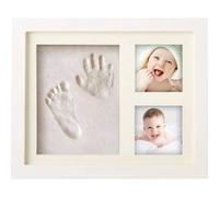 BraceTek Cadre Empreintes Bébé, Kit Empreinte Bebe Mains pour Liste de Naissance, Souvenirs mémorable Décorations murale ou pour table, argile et cadres G