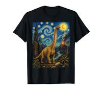 Brachiosaure Dinosaure Préhistorique Nuit étoilée Van Gogh Art T-Shirt