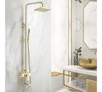 Brackaged Gold Shower Robinet Plume Fonde De Douche Robinet Baigneur Baignoir Tapis Avec Douche À Main Douche De Douche Boucheur Boucheur De Douche De Douche Gold B.,Or Brossé A