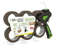 brackit Lot de 6 rouleaux de ruban adhésif d'emballage marron 48 mm x 66 m - Ruban adhésif d'emballage robuste pour une utilisation régulière ou un déménagement - Scellez facilement vos colis et