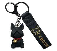 BRACO - Porte-clés bouledogue français chien bouledogue français, porte-clés bouledogue de mode, français punk bouledogue porte-clés en cuir porte-clés pour décorer sacs à dos, couple, valises, Noir