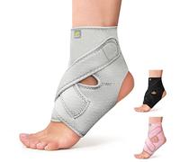 Bracoo Chevillère Entorse Réglable, Attelle Cheville Néoprène Respirante, Pour Cheville Droite ou Gauche, 1 Pièce, FS10 (Gris, S/M)