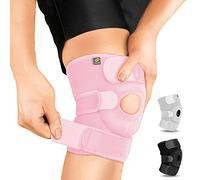 Bracoo KS10 Genouillère Rotulienne et Ligamentaire, Attelle Genou Sport, Arthrose, Orthèse Médicale Ajustable en Néoprène avec Anneau Stabilisateur, Pour Jambe Gauche ou Droite (Rose)