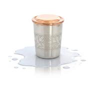 BRACOP® 1 carafe à eau en cuivre avec couvercle en cuivre pur gravé à la main motif floral pour eau Moscow Mule Mug Ustensiles de service Coffret cadeau