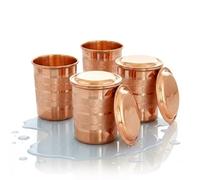BRACOP® Carafe en cuivre Verres à eau avec couvercle gourde Moscow Mule Ensemble de verres à eau en cuivre pur