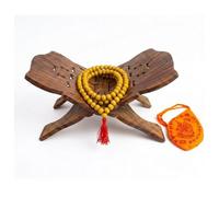 BRACOP® Mala en bois de santal blanc à 108 perles Sac de Japa avec support de livre en bois Article indien pour Pooja Perles rondes naturelles bois santal pour le Japa et la prière Cadeau spirituel