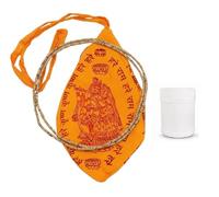 BRACOP® Mala Tulsi Kanthi avec sac Japa 108 perles en bois naturel nouées à la main pour le chant Poudre blanche Tilak pour Tikka et Pooja Accessoires de prière Sac couleur safran avec Mala