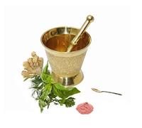 BRACOP® Mortier et Pilon en Laiton Hamam Dasta Gadgets de Cuisine Broyeur d'herbes Broyeur à épices Bol Molcajete Outils de Cuisine Ensemble de Pilon à mortier Herbes, pilules Accessoires de Cuisine