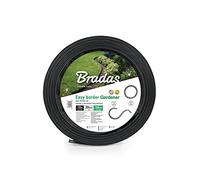 Bradas Bordure de Gazon Flexible de 10 m + 20 Piquets de Fixation/Ancrage, Bordure de Jardin, de Pelouse, Bordure de Parterre, Noir