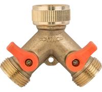 BRADAS Collecteur en laiton pour robinet 3/4" filetage femelle, 2 voies filetage mâle 3/4" avec vannes BR-BR-2234