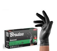 Bradas Diamond Lot de 50 gants en nitrile - 3 x plus résistants, sans poudre, sans latex, texture diamant, résistants aux produits chimiques, adaptés à l'écran tactile, adaptés à un usage alimentaire