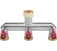 BRADAS Manifold pour robinet 3/4" filetage femelle, 3 voies filetage mâle 3/4" avec vannes BR-BR-3134