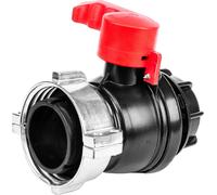 BRADAS Robinet à bille pour conteneur d'eau IBC, filetage intérieur S75x6, filetage extérieur avec drain S60x6 BR-IBCS75F-BAVS60M