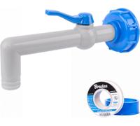 BRADAS Set pour conteneur d'eau IBC, robinet à 90° avec connexion IBCS60x6 pour tuyaux 1" et ruban PTFE BR-IBCS60-GTM903419