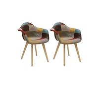 BRADU - Lot de 2 Fauteuils Patchwork Motif Vintage - Altobuy Multicolore